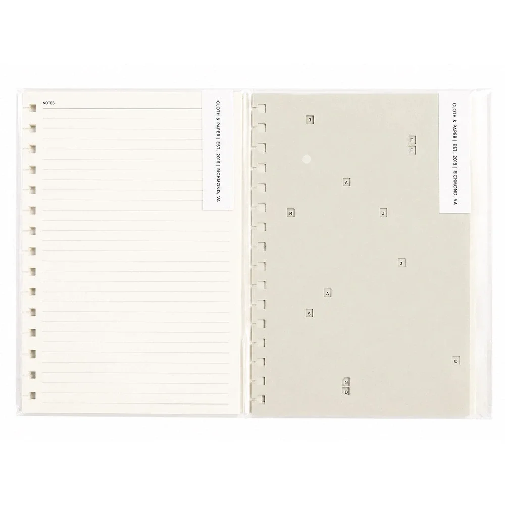 Cloth & Paper A5 Spiral Notes Insert and Letters Dashboard Duo Set Minimalist